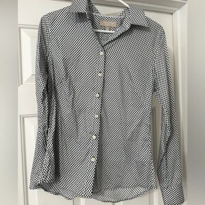 Navy and White Geometric Button-Up Shirt